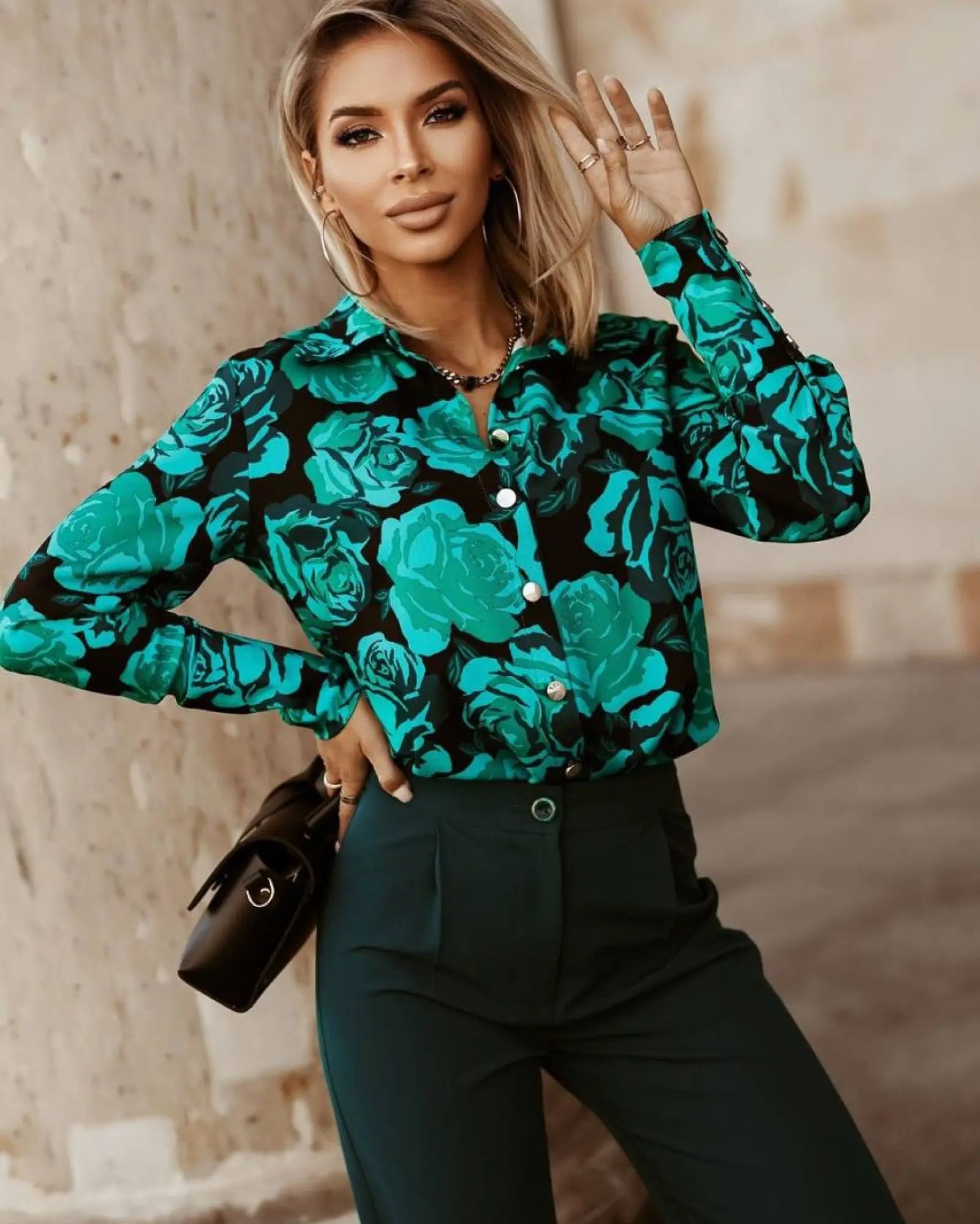 Дамска риза с ефектен десен - 4626В