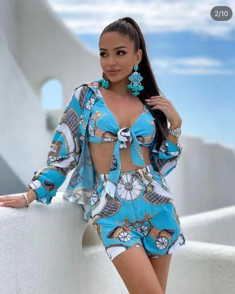 Дамски сет от три части многоцветен - 10161