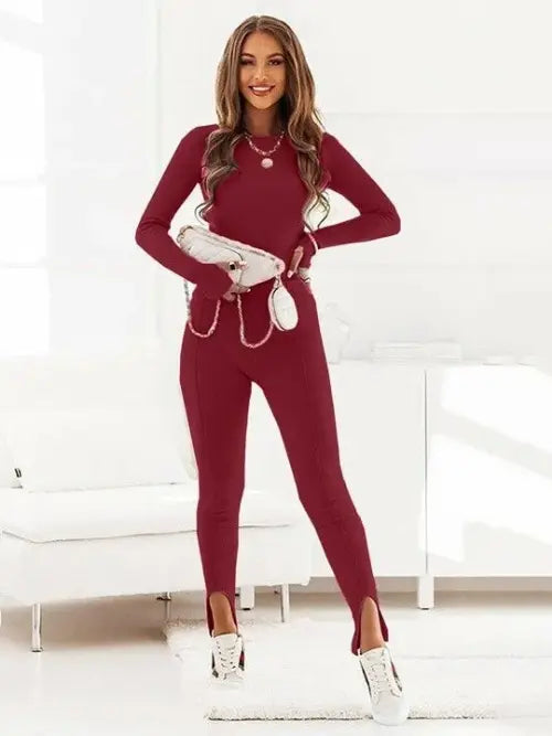 Дамски сет в цвят бордо - 1159