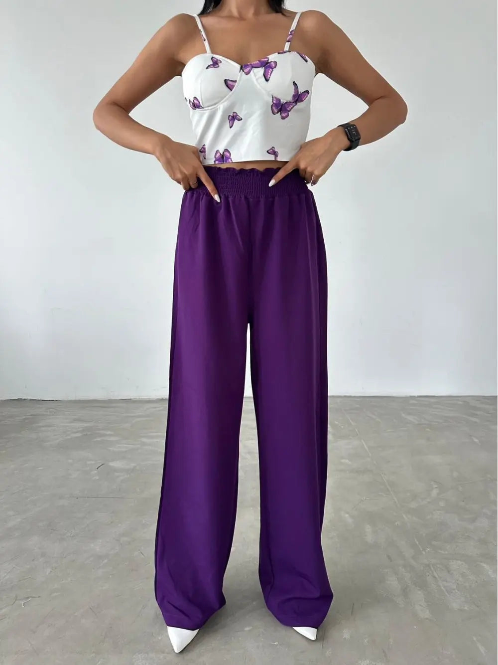 Ефектен дамски комплект в лилаво - 217