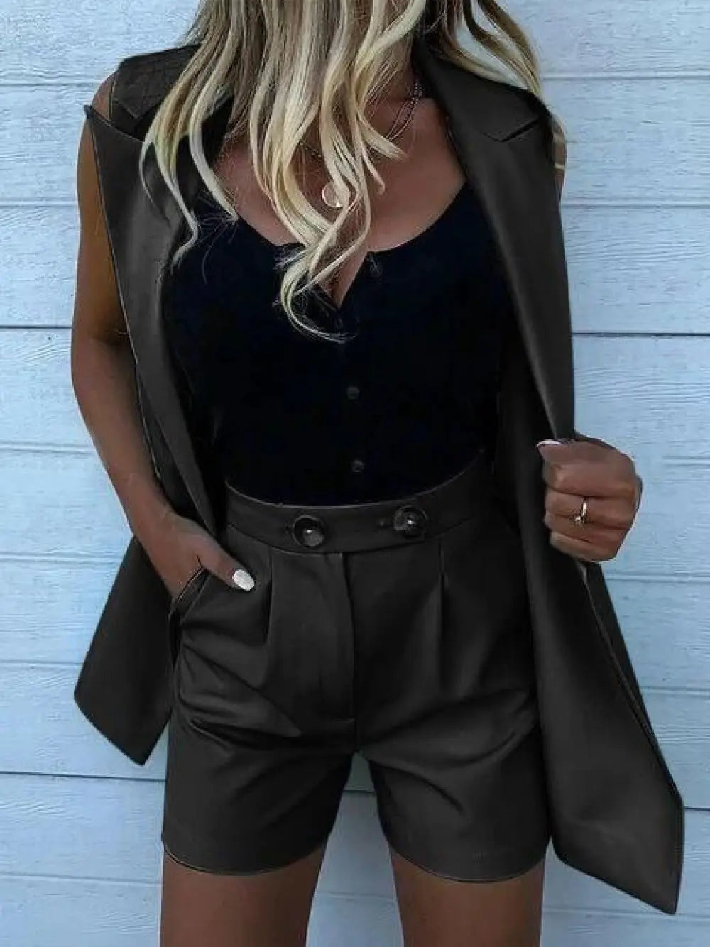 Елегантен дамски сет в черно - 56524