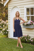 Pleated women's dress "Rieke" in navy blue