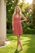 Pleated women's dress "Rieke" in dusty pink
