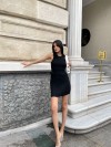 Елегантен дамски комплект с декорация роза в черно - 3119